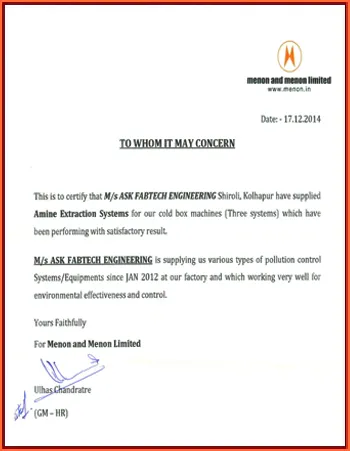Appreciation letter