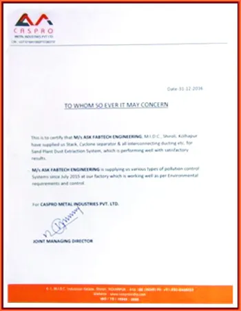 Appreciation letter